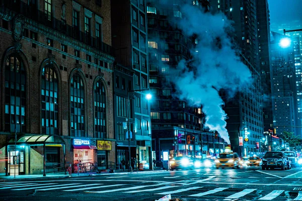 Vista Noturna Cidade Nova York Localização Tiroteio New York Manhattan — Fotografia de Stock