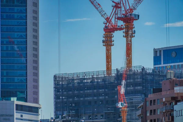 Large Crane Building Construction Site Shooting Location Yokohama City Kanagawa — 스톡 사진