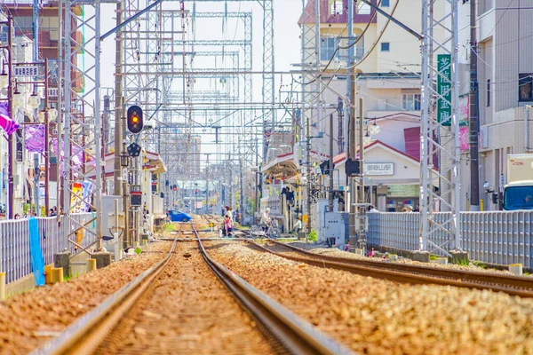 Следы Линии Икегами Токю Место Съемок Ота Токио — стоковое фото