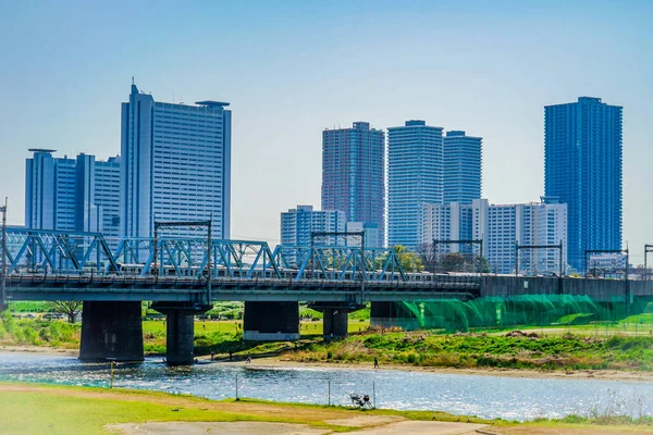 Edifici Musashi Kosugi Fiume Tama Ubicazione Delle Riprese Kawasaki City — Foto Stock