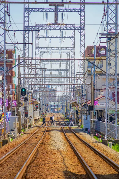 东宇宜家线的轨道 射击地点 东京Ota — 图库照片