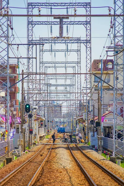 Tokyu Ikegami Linha Faixas Localização Tiro Ota Tóquio — Fotografia de Stock