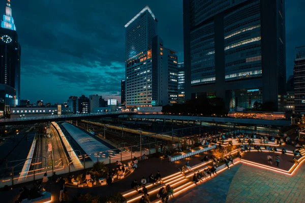 Estação Shinjuku Nova Saída Sul Vista Noturna Localização Tiroteio Shinjuku — Fotografia de Stock