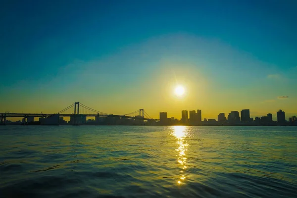 Puente Arco Iris Atardecer Ubicación Del Disparo Minato Tokyo — Foto de Stock