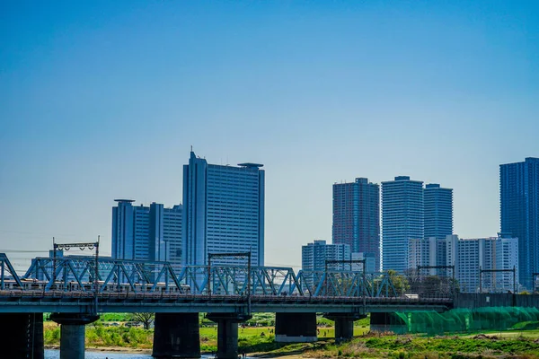 Musashi Kosugi Binaları Tama Nehri Çekim Yeri Kawasaki Şehri Kanagawa — Stok fotoğraf