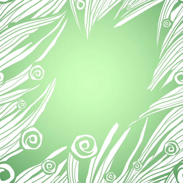 Зеленый фон с белыми цветами и травой — стоковый вектор