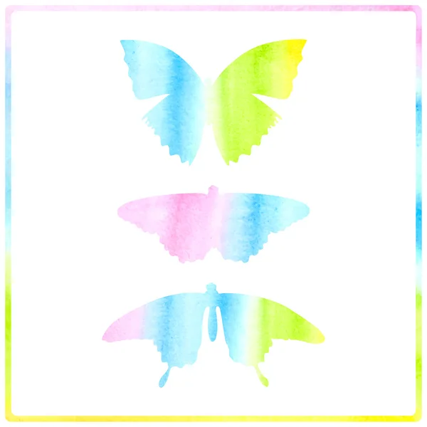 Conjunto de mariposas acuarela aisladas en blanco — Vector de stock