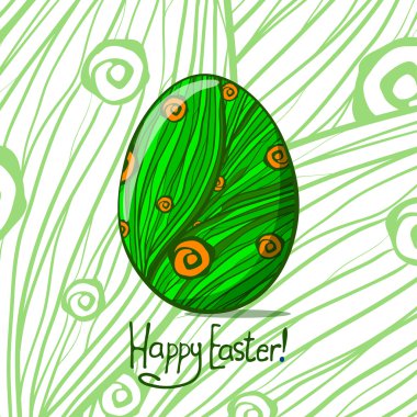 Paskalya yumurtası. yeşil - turuncu çiçek desenli