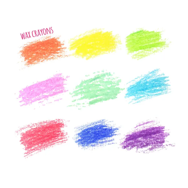 Conjunto de manchas coloridas cera crayon — Vetor de Stock