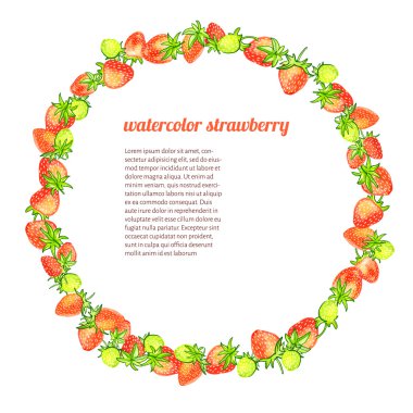 Aquarel frame van aardbeien op een witte achtergrond