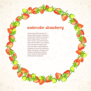 çilek doku zemin üzerine suluboya çerçevesinden