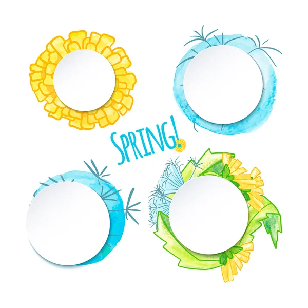 Set of four watercolor dandelions stickers
