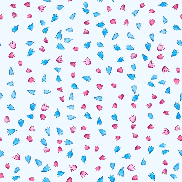 Seamless pattern of small watercolors  flowers on a blue background — Stock Vector