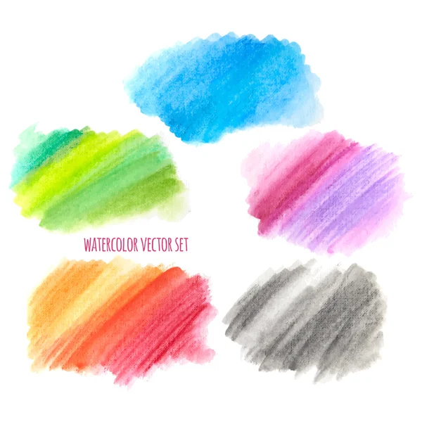 Taches d'aquarelle colorées isolées sur fond blanc — Image vectorielle