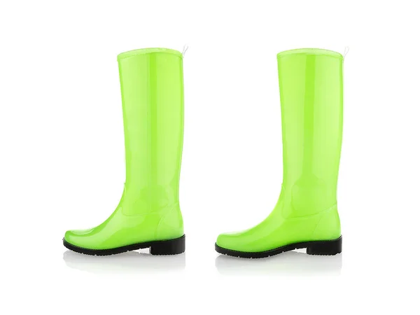 Pair Green Rubber Boots Isolated White Background — Stock Photo, Image