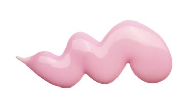 Beyaz arka planda izole edilmiş pembe oje lekeleri. Fotoğraf. Üst görünüm