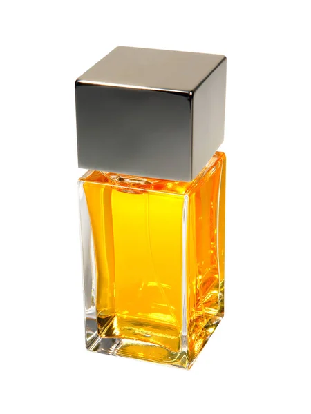 Frasco Vidrio Con Agua Perfume Aislada Sobre Fondo Blanco Primer —  Fotos de Stock