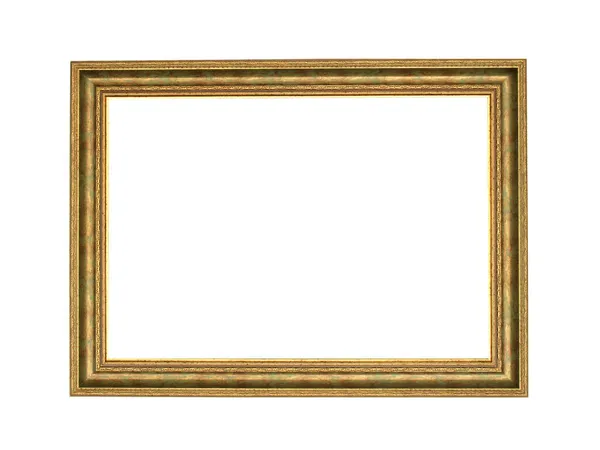 Moldura Madeira Dourada Vazia Para Pinturas Isolado Sobre Fundo Branco — Fotografia de Stock