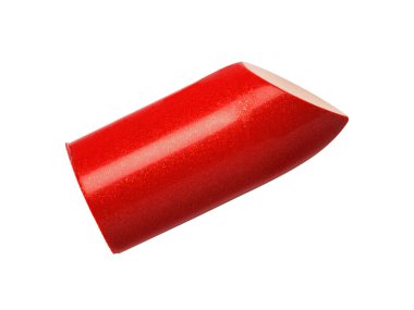 Beyaz arkaplanda kırmızı ruju kes