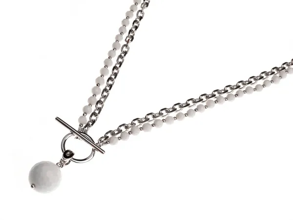 Luxury Elegant Baroque Pearl Necklace Pendant Isolated White Background Top — Stock Photo, Image