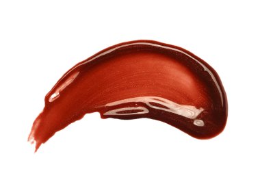 Lekeli kırmızı dudak parlatıcısı örneği beyaz arkaplanda izole edildi