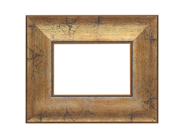 Empty Brown Wooden Frame Paintings Isolated White Background — Stock Photo, Image