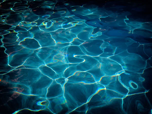 Textura Negra Azul Abstracta Del Agua Piscina Con Reflejos — Foto de Stock