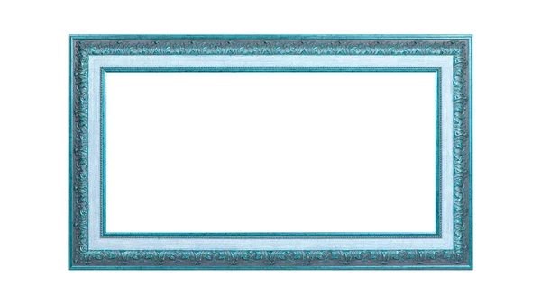 Leeg Blauw Houten Frame Voor Schilderijen Geïsoleerd Witte Achtergrond — Stockfoto