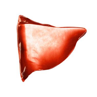 Beyaz arkaplanda izole edilmiş kırmızı dudak parlatıcısı örneği