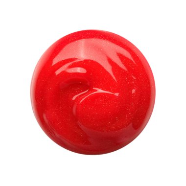 Yuvarlak kırmızı dudak parlatıcısı örneği beyaz arkaplanda izole edildi