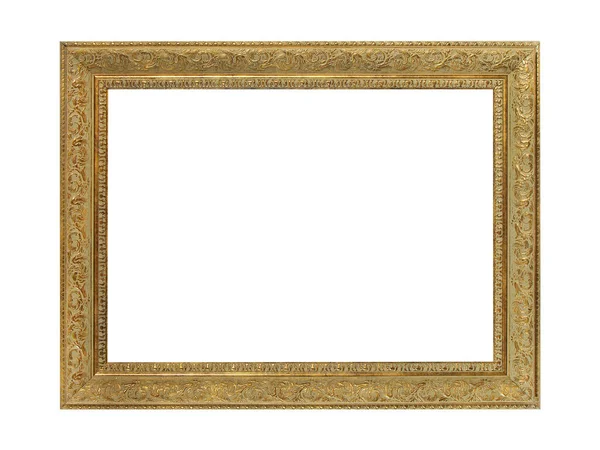 Leeg Gouden Houten Frame Voor Schilderijen Geïsoleerd Witte Achtergrond — Stockfoto