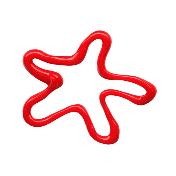 Blot Star Shaped Line Red Lip Gloss Sample Isolated White — Zdjęcie stockowe