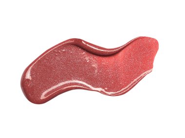 Lekeli kırmızı dudak parlatıcısı örneği beyaz arkaplanda izole edildi