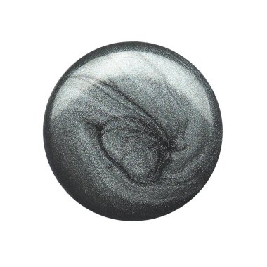 Beyaz arka planda izole edilmiş gri yuvarlak şekilli tırnak cilası. Fotoğraf. Üst görünüm