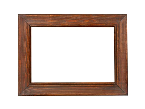 Empty Brown Wooden Frame Paintings Isolated White Background — Stock Photo, Image