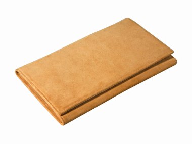 Beyaz arkaplanda izole edilmiş bej deri çanta