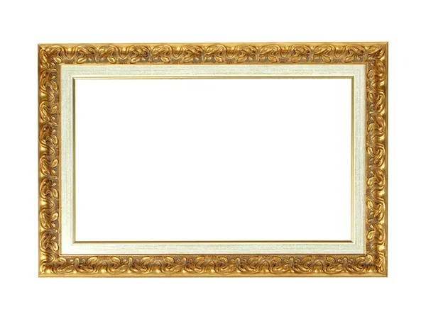 Leeg Gouden Houten Frame Voor Schilderijen Geïsoleerd Witte Achtergrond — Stockfoto