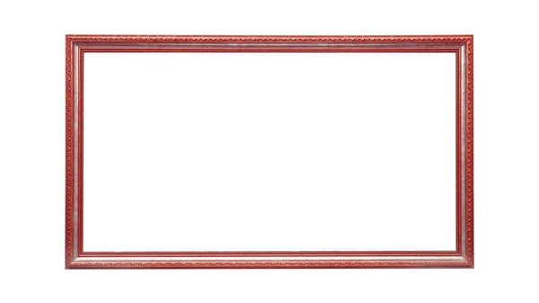 Empty Red Wooden Frame Paintings Isolated White Background — Stock Photo, Image