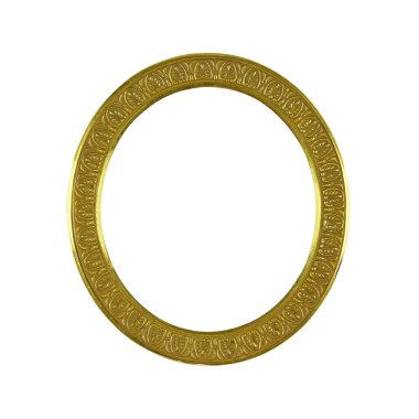 Fotoğraf ya da ayna için klasik oval metal çerçeve. Beyaz arkaplanda izole