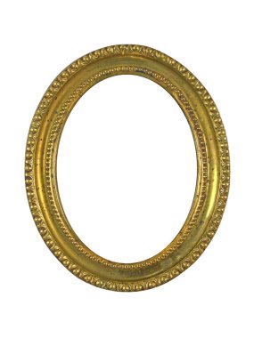 Fotoğraf ya da ayna için klasik oval metal çerçeve. Beyaz arkaplanda izole