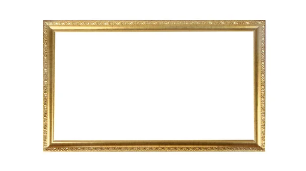 Prázdný Zlatý Dřevěný Rám Obrazy Izolováno Bílém Pozadí — Stock fotografie