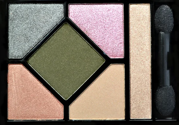 Eyeshadow paleta piętnaście kolorów z trzy szczotki — Zdjęcie stockowe