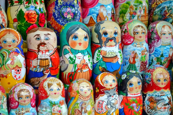 Színes fából készült matryoshkas gyűjteménye — Stock Fotó