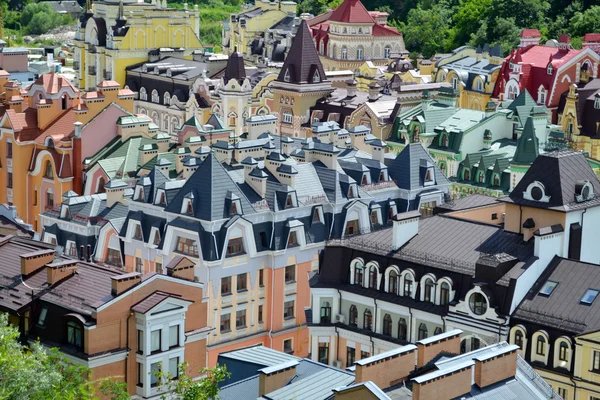 Kiev roofs of colorful europian buildings — Stock Photo, Image