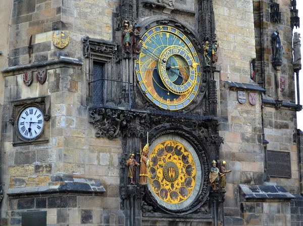 Detaljer om den astronomiske klokka i Praha (Orloj) i gamlebyen i Praha – stockfoto