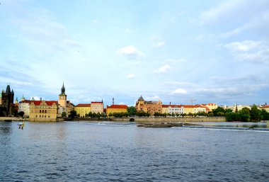 Prag şehir ve Nehri vltava peyzaj