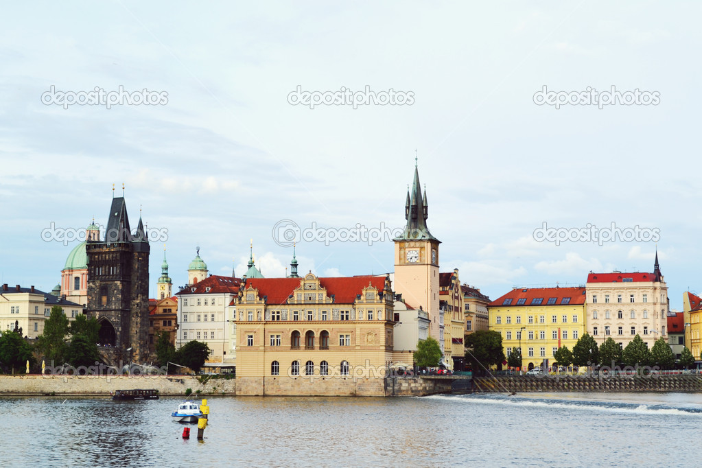 Landscape of Prague city and river Vltava