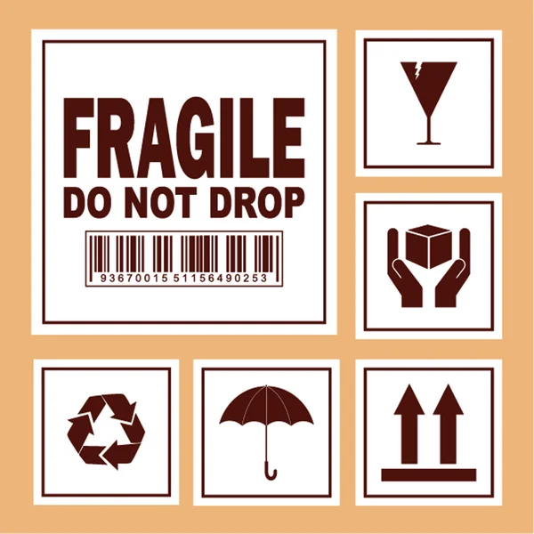 Symbole fragile sur carton - Vecteur — Image vectorielle