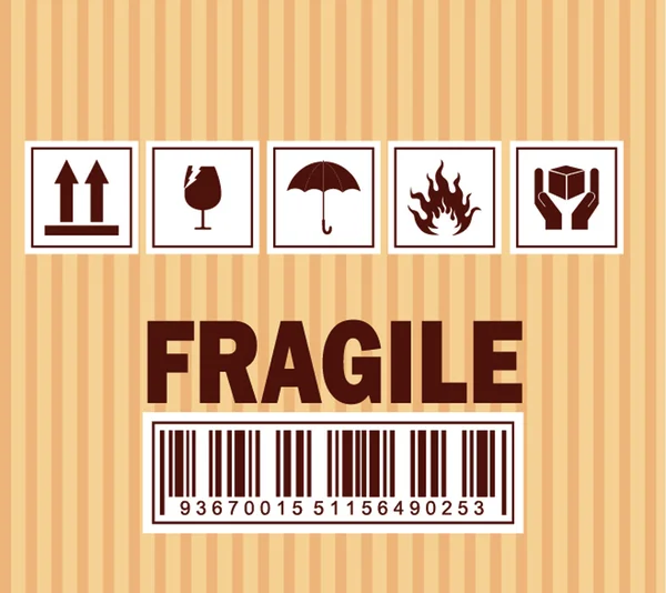 Fragile symbol on cardboard — Stock Vector