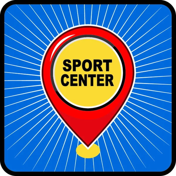 Kaartpictogram aanwijzer sport center — Stockvector